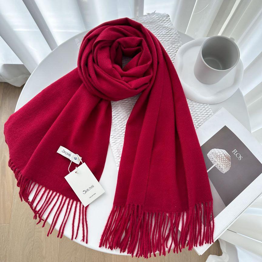 Winter Scarf Women Luxury Autumn Winter Cashmere Scarf Thickened Warm Shawl Classic Tassels Fluffy Scarf Solid Cope Foulard