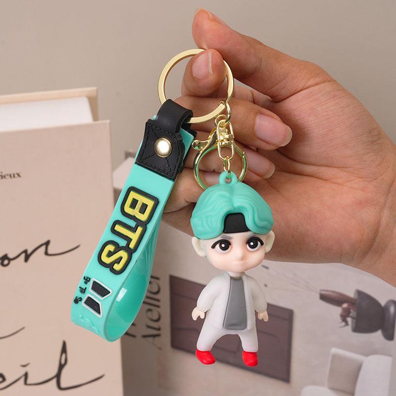 BTS Cute Cartoon 3D Rubber Doll Keychain, Bangtan Boys Mini Figure Pendant, Kpop ARMY Fans Collectible Charm