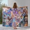 Classic Game Genshin Impact Cartoon Flannel Blanket,Ultra Soft Warm Plush Throw for Home Bedroom Bed Sofa Cover Office Camping