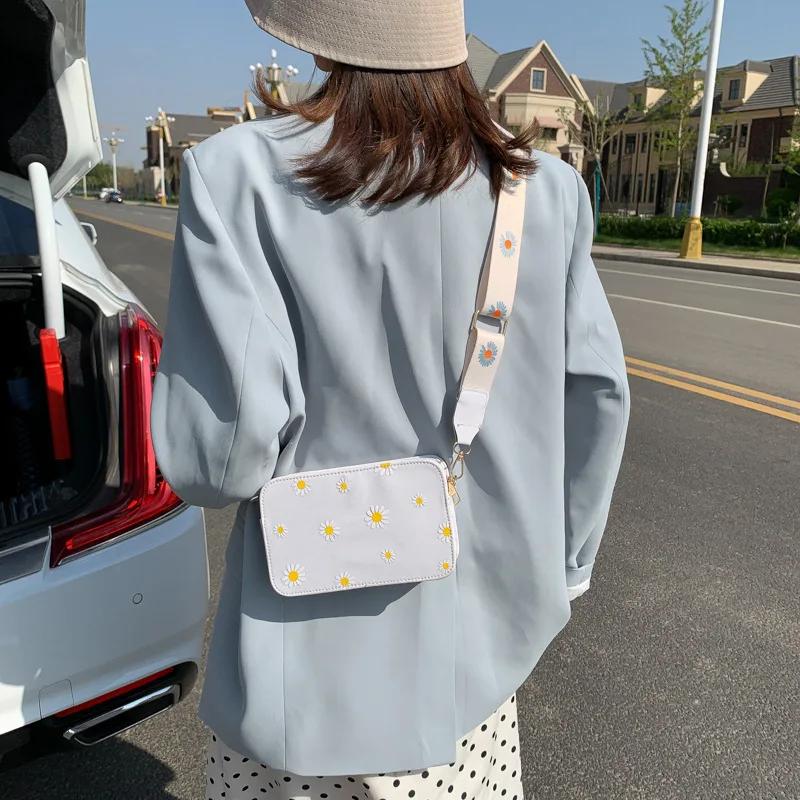 Bolso de Moda para Mujer Patrón de Margarita Bolso de Hombro Bolso de Mano Estampado Bolso Cuadrado Pequeño Tote Clásico Elegante Bandolera Bolso de Hombro Sac