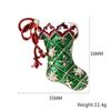 Blucome Christmas Enamal Brooch Green Sock Shape Corsage for Women Men Kids Clothes Hat Hijab Pin Christmas Accessories Gifts