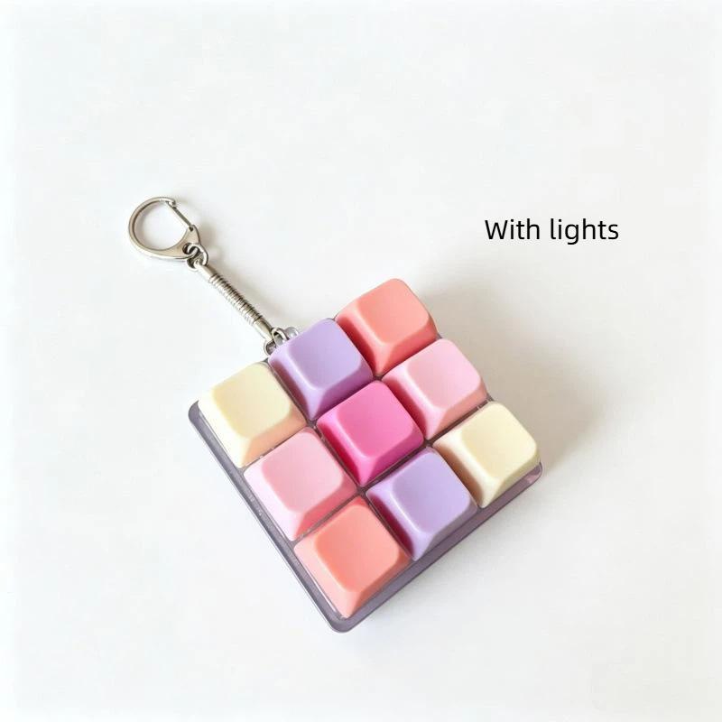 Cute Pastel Keyboard Fidget Toy Keychain With Clickable Buttons For Daily Stress Relief