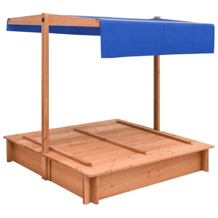 VidaXL Sandpit with Roof Fir Wood 112x112x112 Cm