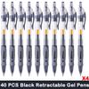 10/100 PCS Roise Retractable Gel Pens Set Black/Red/Blue Ink Ballpoint for Writing Refills Office School Supplies Stationery