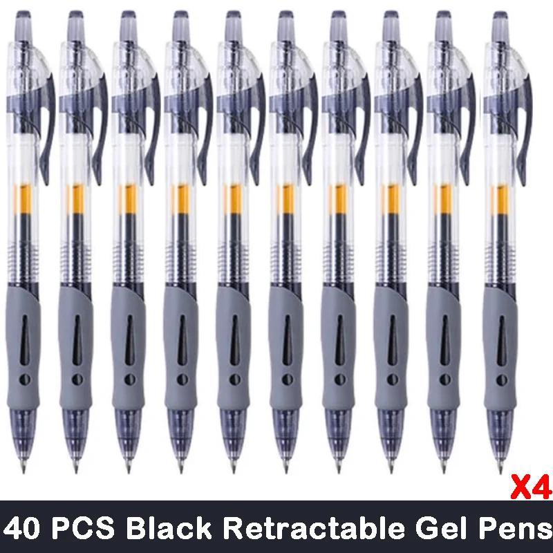 10/100 PCS Roise Retractable Gel Pens Set Black/Red/Blue Ink Ballpoint for Writing Refills Office School Supplies Stationery