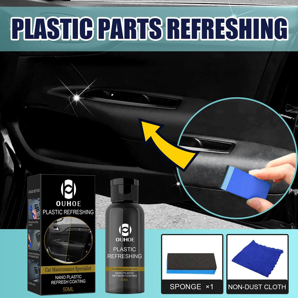 30ml 50ml Car Plastic Parts Retreading Agent Instrument Panel Wax Auto Interior Plastic Seat Leather Refurbishment Cleaner Agent