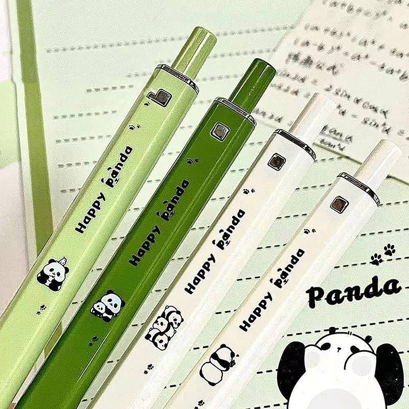 1/4Pcs Creative Cute Cartoon Panda Gradient Color Gel Pen Kawaii Student Stationery 0.5Mm Black Ink Pen School Office Supplies