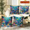 Underwater Coral Reef Tropical Fish Pillow Covers Pattern Cushion Cover Suitable For Sofa Bedroom Car Pillow Cover