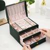 PU Leather Jewelry Holder Multi-layer Square Jewelry Box Fashion Jewelry Packing Bag  Outdoors