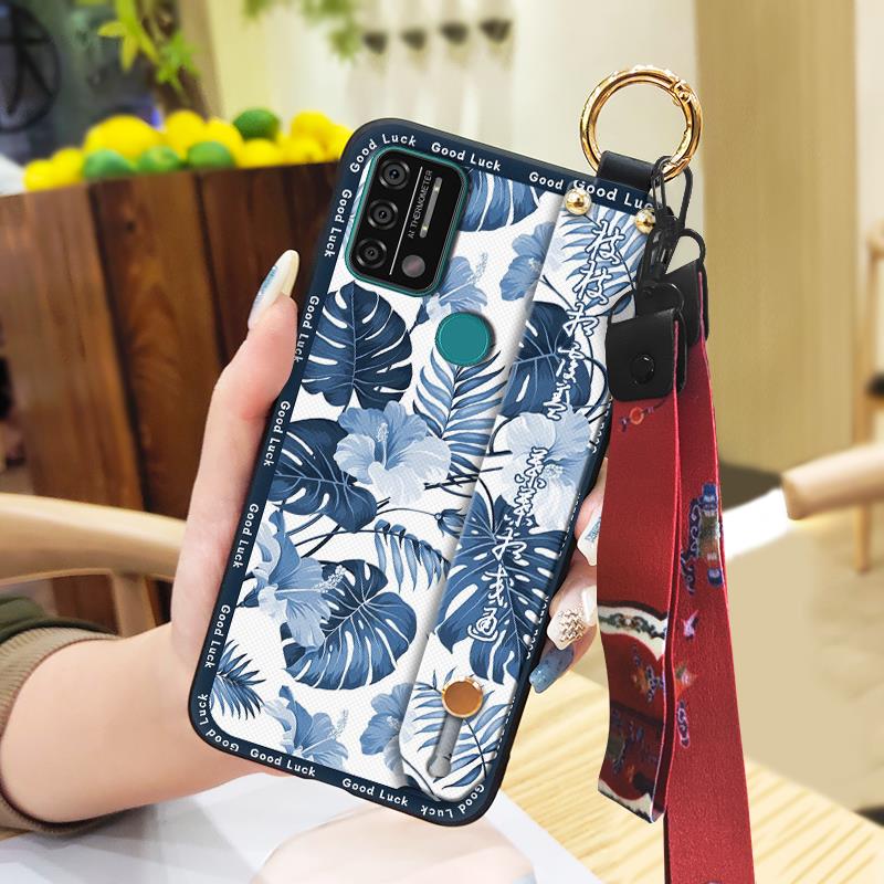 Anti-dust Ring Phone Case For UMIDIGI A9 Back Cover Soft case Durable For Mom Lanyard Chinese style Protective Wristband