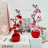 Winter JasmineRed Persimmon POTS Bonsai Artificial Flowers Potted PlantsGreen Plants for Home Decoration