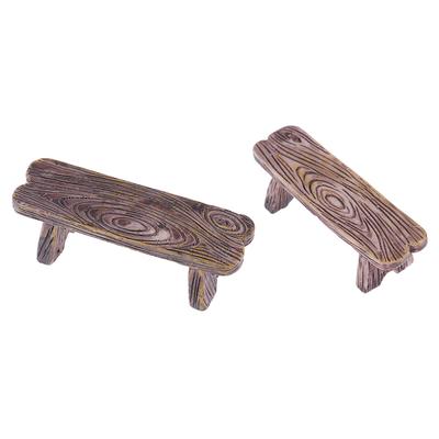 2ks Mini dřevěné lavice Domácí ozdoby Figurky Diy Dekor do akvária/domku pro panenky