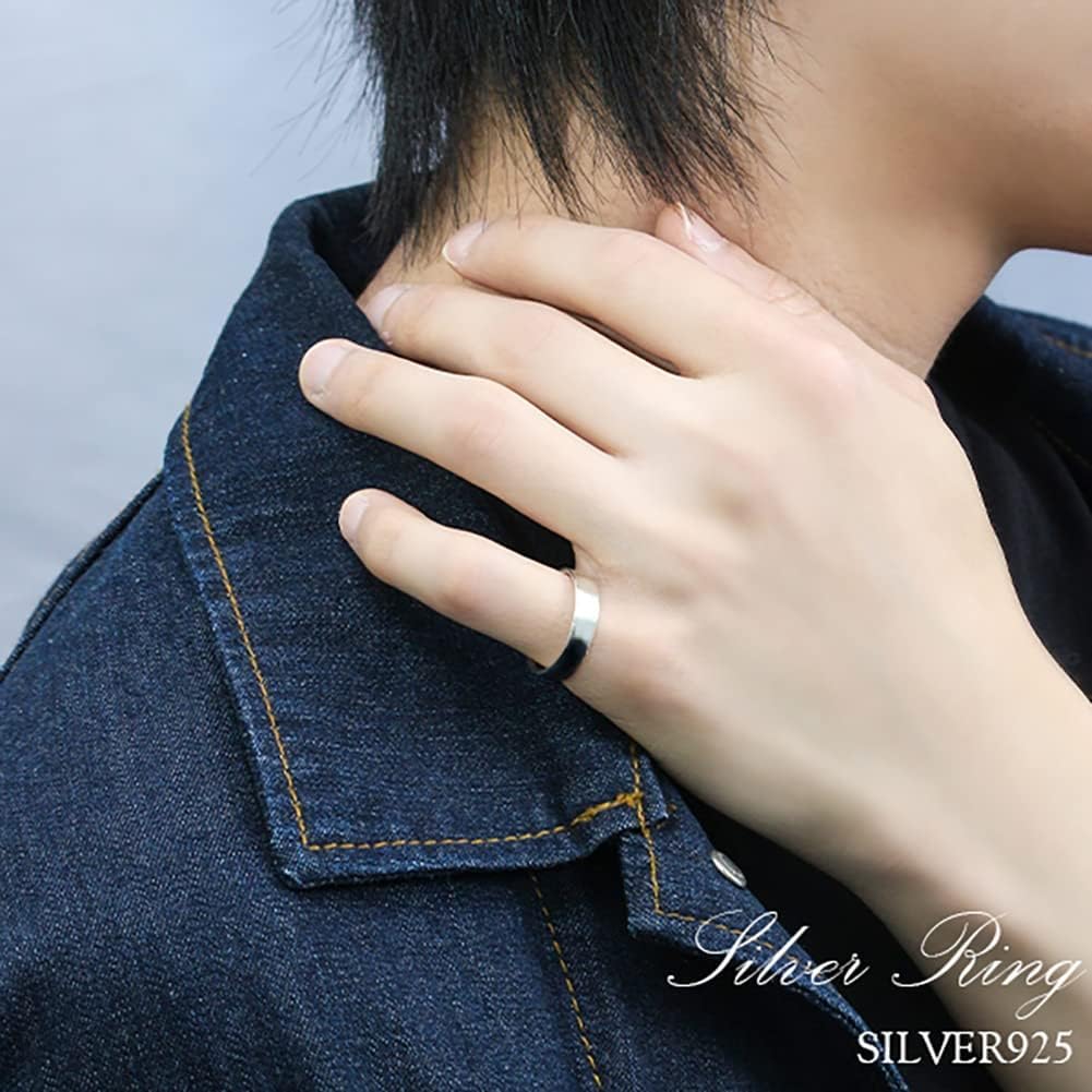 [Shinjuku Gin No Kura] 5mm Wide Plain Silver 925 Simple Ring, Sizes 4.5-29 (Size 10), Flat