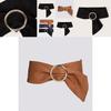 Womens Wide Faux Leather Waist Cincher With Circular Buckle For Daily Casual Use