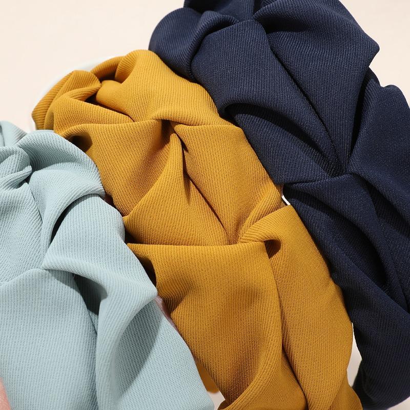 Korean Hair Accessories Solid Color Cotton Crumpled Women's Head Hoop Wide Bezel Makeup Hairbands for Ladies Headwear  New