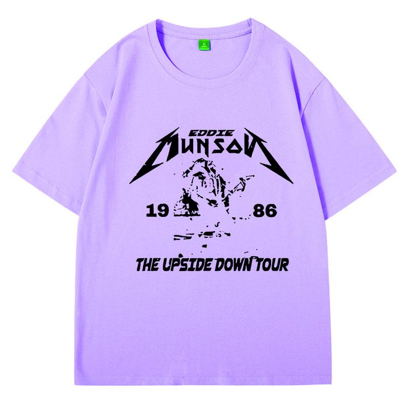 Washed Vintage Eddie Munson Print T Shirt Men Women Demogorgon Cannibal Flower Monster Oversized Cotton T-shirt Tops Clothing