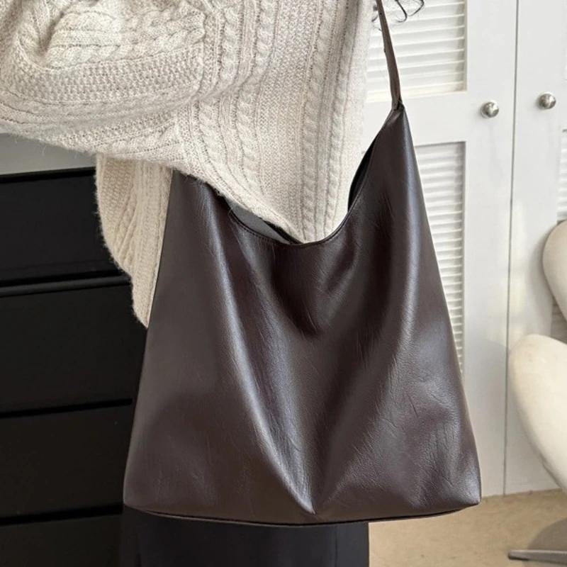 Vintage Pillow Design PU Leather Boston Handbag For Women Casual Large Capacity Shoulder Crossbody Bags Fashion Shopper Totes