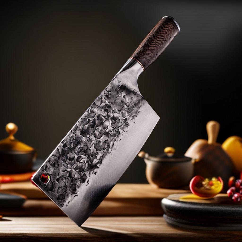 Forged Kitchen Knives Chopper Set FullTang Hand Made Chef Knife Professional Meat Cleaver Steel Wrapped Around Solid Wood Handle