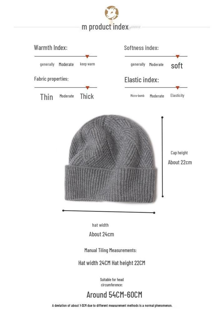 Kang Sai Ni 100% Pure Cashmere Knit Hat - Versatile & Warm Ear Protection for All Ages, European & American Style