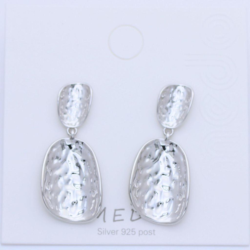 Gold Alloy Geometric Stud Earrings with Pleated Design