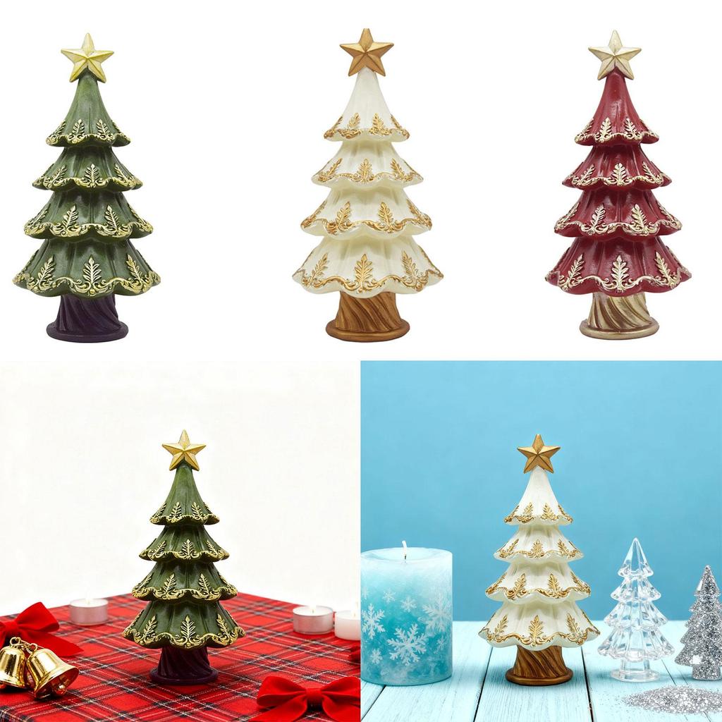 Christmas Tree Decorations 2025 Resin Figurine Standing Sculpture for Indoor Outdoor Holiday Table