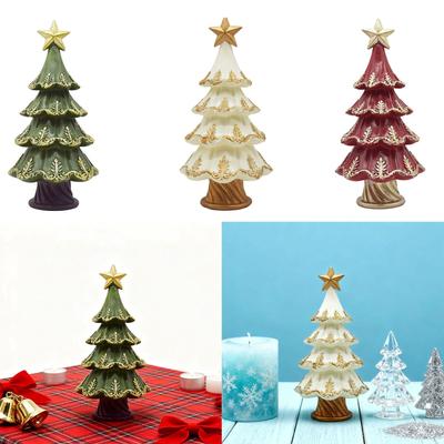Xmas Tree Figurine Resin Christmas Tree Ornament Xmas Tabletop Centerpieces