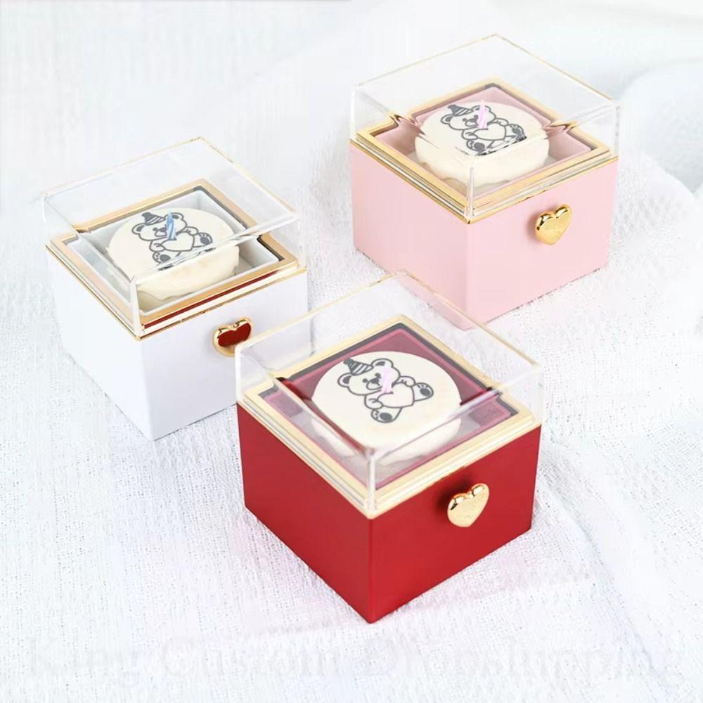 Automatic Flip Bear Flip Ring Box Spinning Design Light Candles Surprise Jewelry Box Surprise Mechanism Reversible Boxs