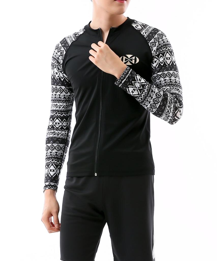 Dangun Cool Air Stone Print Zip-Up Long Sleeve Rash Guard