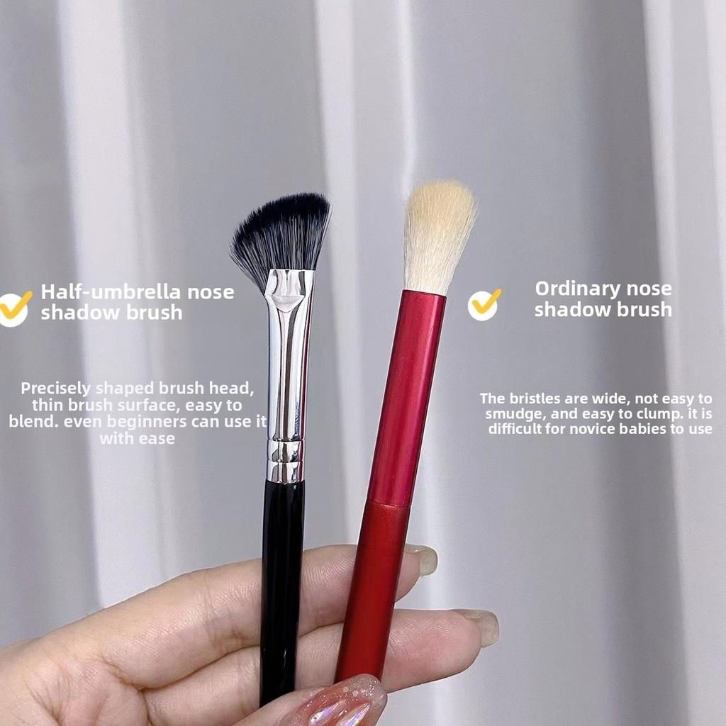 Halb-Fächer-Form Nasenflügelbürste Schräger Kopf Konturieren Halb-Regenschirm-Form Nasenschattenbürste Rouge Highlight Verblendpinsel