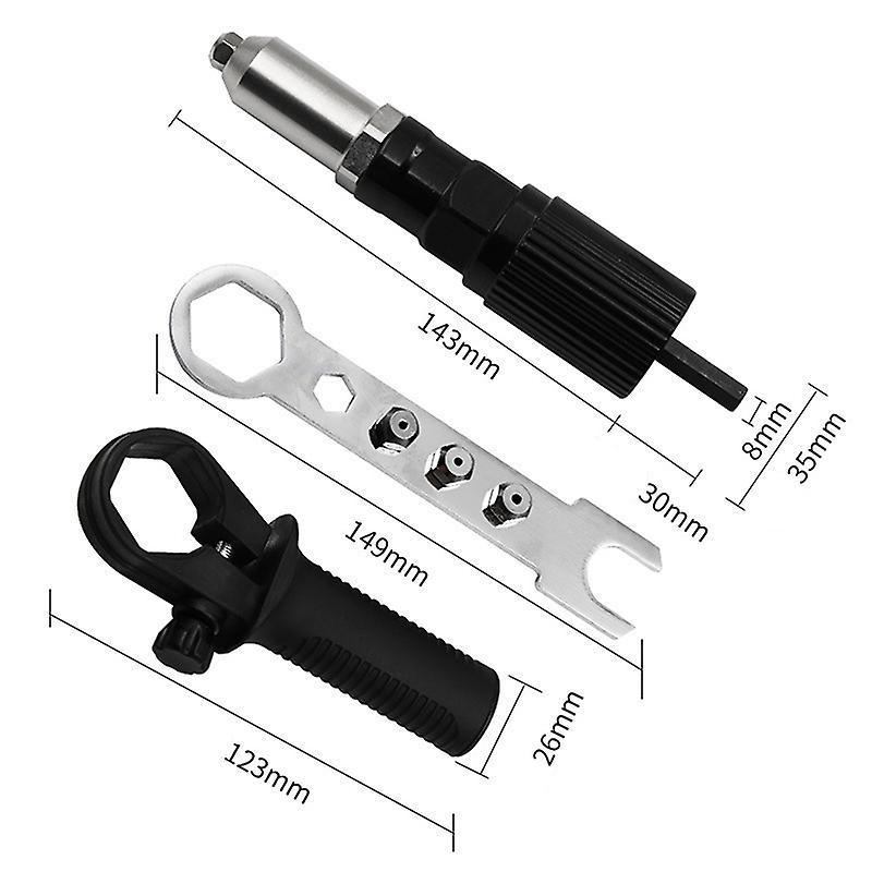 Elektrischer Nietmaschinen-Adapter Nietmuttern-Bohrer-Adapterkopf-Kit für elektrisches Nietbohrwerkzeug Neu