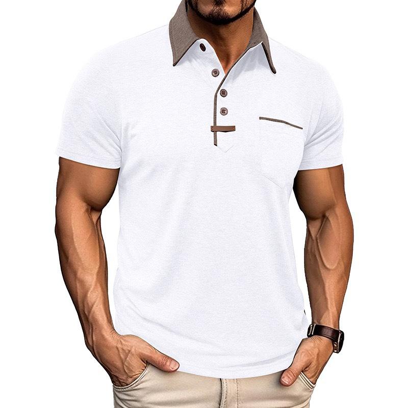 Męskie Codzienne Koszule z Długim Rękawem Kołnierzykowe Zapinane Bawełniane T-shirty Klasyczne Stylowe Koszule Golfowe z Kieszenią