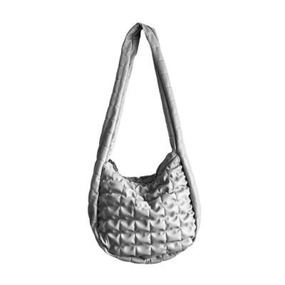 Mini Portföy Çanta Pileli Bulut Çanta Minimalist Büzgülü Tasarım Postacı Çantası Moda Deri- El Çantaları Kese Bayan Hobo Çanta Gümüş
