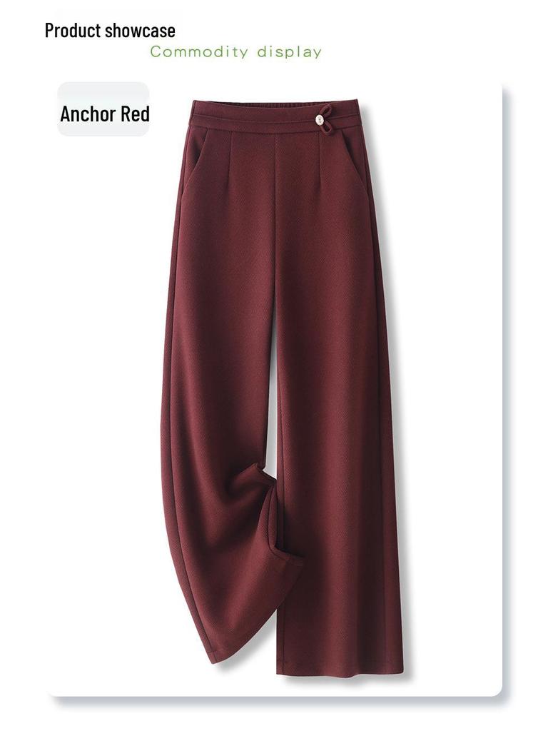 Ankola Women's 2024 Red Wool Pants: Autumn/Winter Collection, Thickened Narrow or Wide Leg Styles