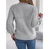 Neuer einfarbiger Pullover mit gedrehten Knöpfen und Laternenärmeln für Damen im Herbst und Winter