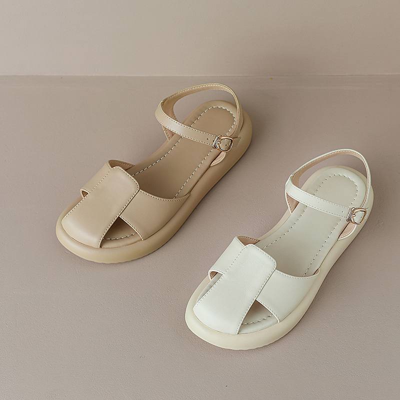 Krazing Pot Летние женские сандалии для отдыха на плоской платформе с круглым носком — фото 4