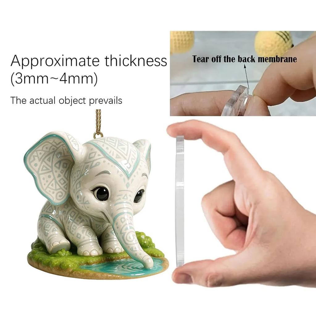 Elefant Weihnachts-Countdown, 2D Flache Acryl-Ornamente, Weihnachtsbaum-Anhänger, Geeignet für Weihnachtsdekoration