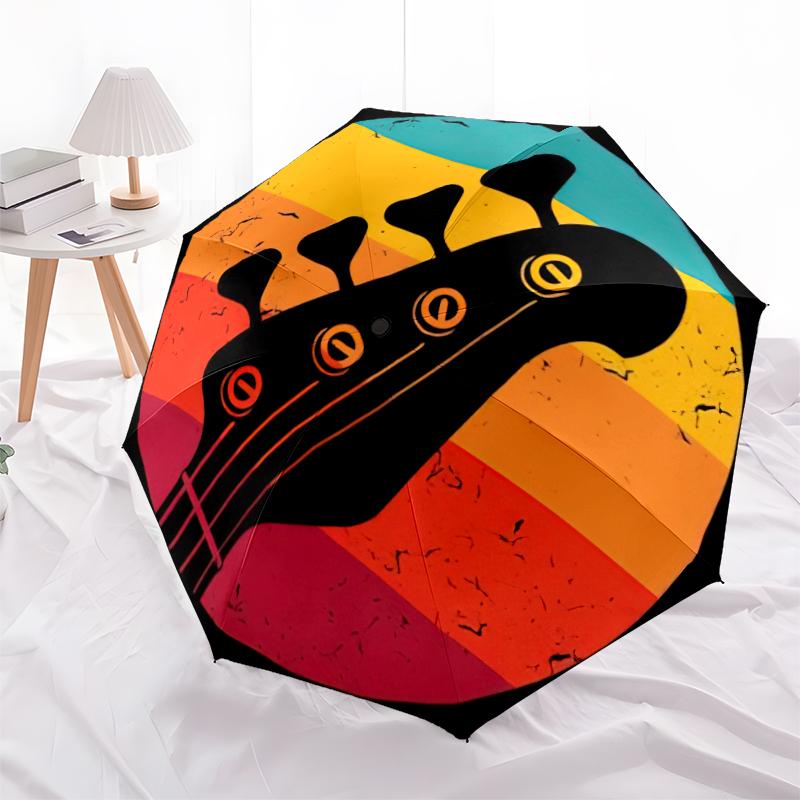 1 Stück Musik-Thema Regenschirm Tragbarer Faltregenschirm Eisenrahmen Lochknochenstruktur Outdoor Heimregenschirm A26