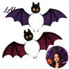 Burgundy Purple Bat Headwear Halloween Hairband Plush Wing Gothic Style Headband Party Hair Accessories Costume Cosplay for Women And Girls