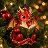 Whimsical Dragon Decor for Bookshelf Bookish Ornament, Fantasy Book Dragons Christmas Hanging Unique Acrylic Ornament Decoration, Gothic Pendant,