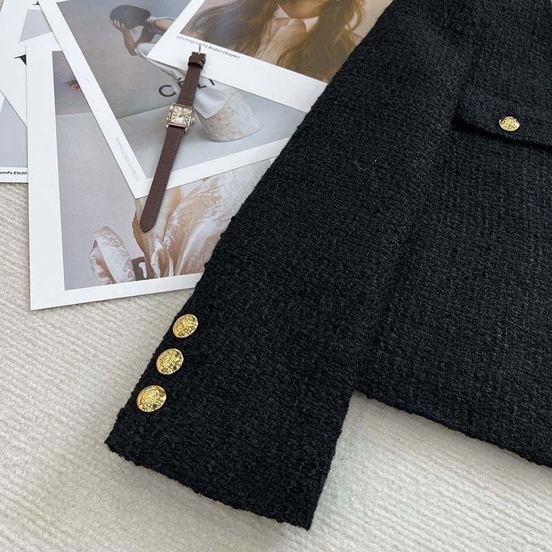 Women's Spring and Fall Round Neck Small Perfume Short Jacket Temperament Exquisite Tops