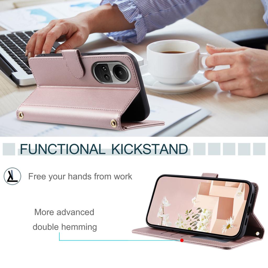 Para Oppo Reno10 5G (Global)/Reno10 Pro 5G (Global) Funda de Cuero PU con Tapa y Soporte para Teléfono