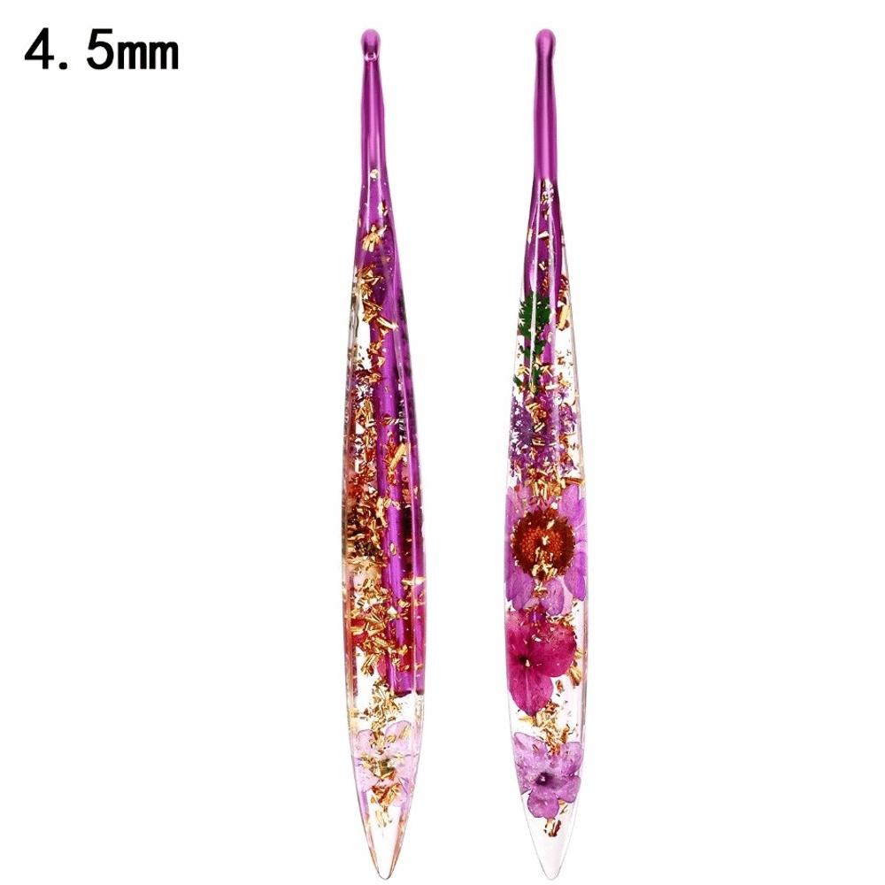 Useful Floral Resin Grips Crochet Hook Non-Slip Knitting Tools Weave Needle 2.0-6.0mm Yarn Knitting DIY Weaving Tools DIY Craft