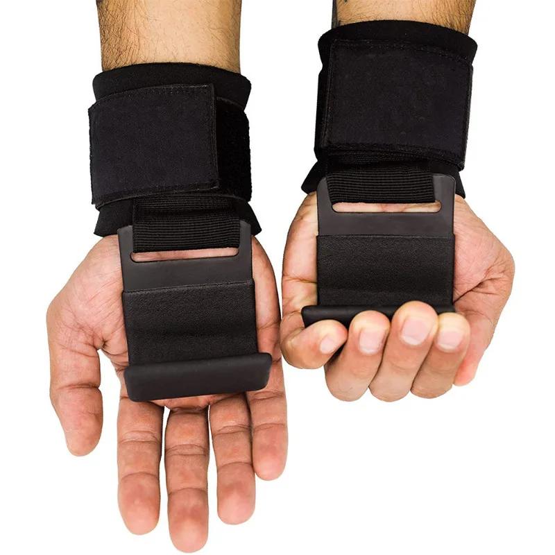 2 pezzi Ganci per Sollevamento Pesi con Polsini Fasce da Polso Cinghia da Polso Mano-Barra Gancio da Palestra Fitness Cinghia per Pesi Trazione alla Sbarra Guanti per Powerlifting