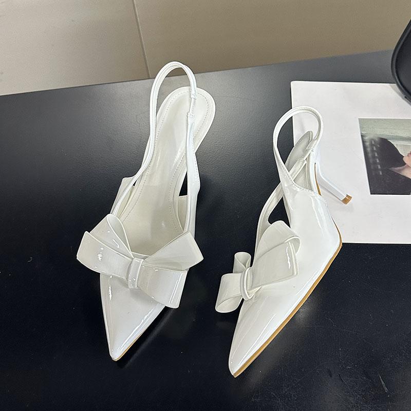 

Fashion Footwear Butterfly-Knot Women Thin Heels Sandals Shoes Female Slides Fashion Pointed Toe Ladies High Heels Sandals Shoes Pumps 35 бежевый