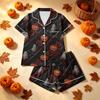 Women's Halloween Printed Pajama Two-Piece Set - Comfortable Sleepwear for Home & Sleep