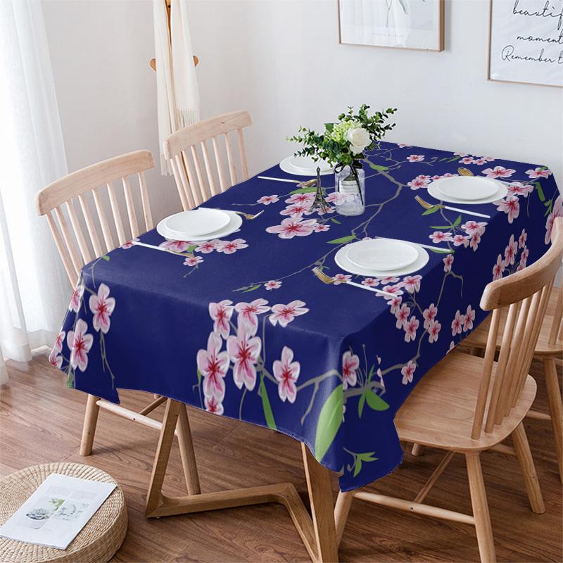 Small Fresh Plum Blossom Print Home Rectangular Tablecloths for Table Party Decoration Waterproof Anti-stain Nappe De Table