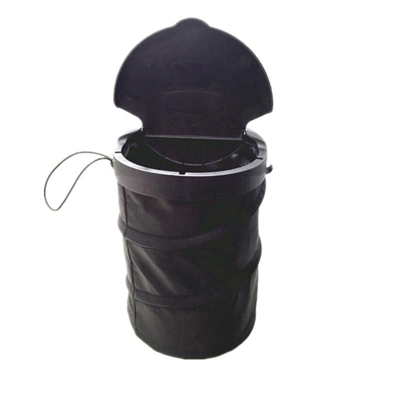 Spillproof Swing Lid Car Waste Bin Collapsible Design Sturdy Travel Waste Bin Spillproof for Vehicle Interior Storage