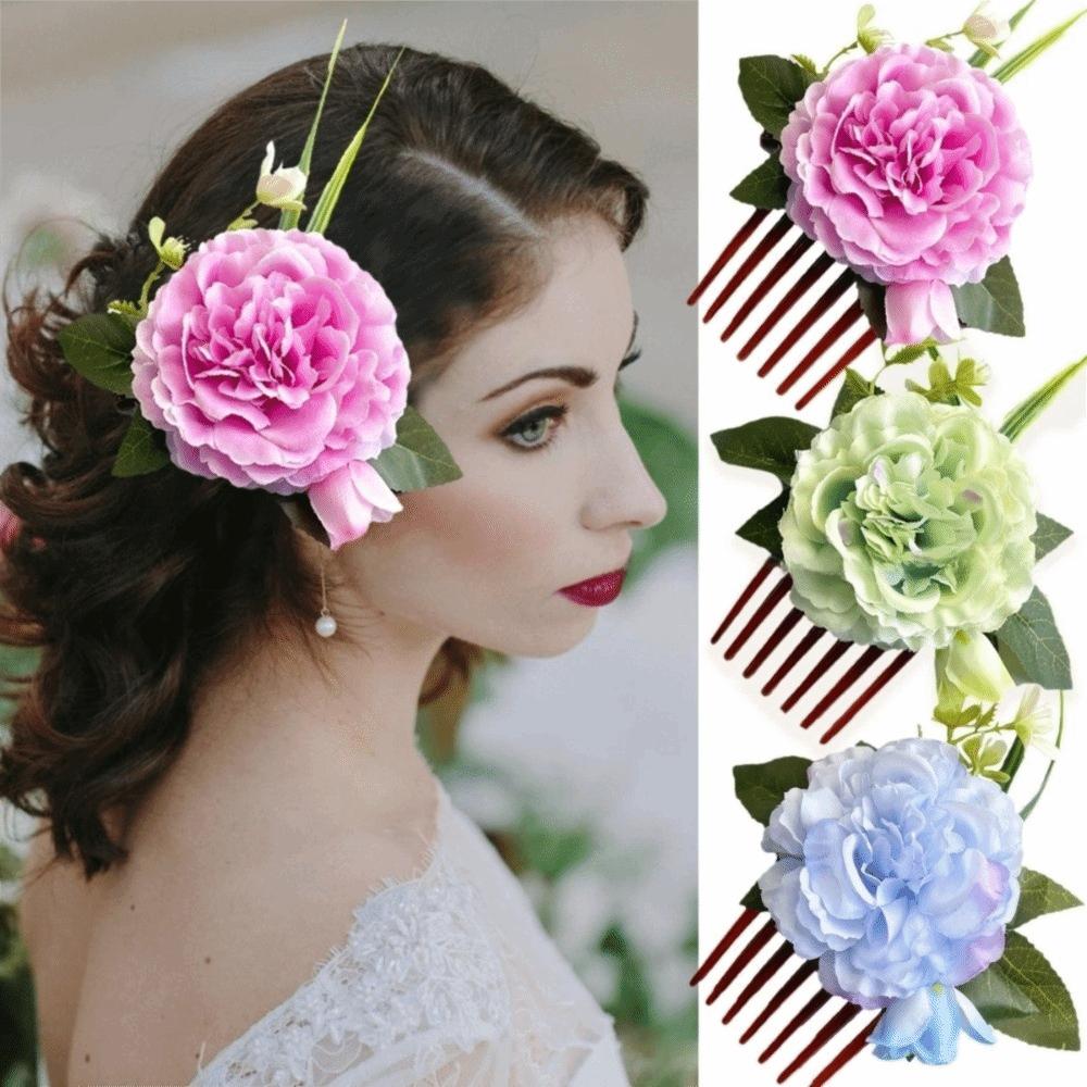 Side Clip Flower Hair Comb Hair Clip Wedding Bride Accessories  Water Splashing Festival