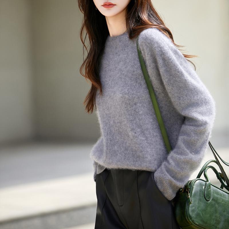 

Women s Autumn/Winter Round Neck Cashmere Wool Knit Pullover Sweater M (80-120 jin)