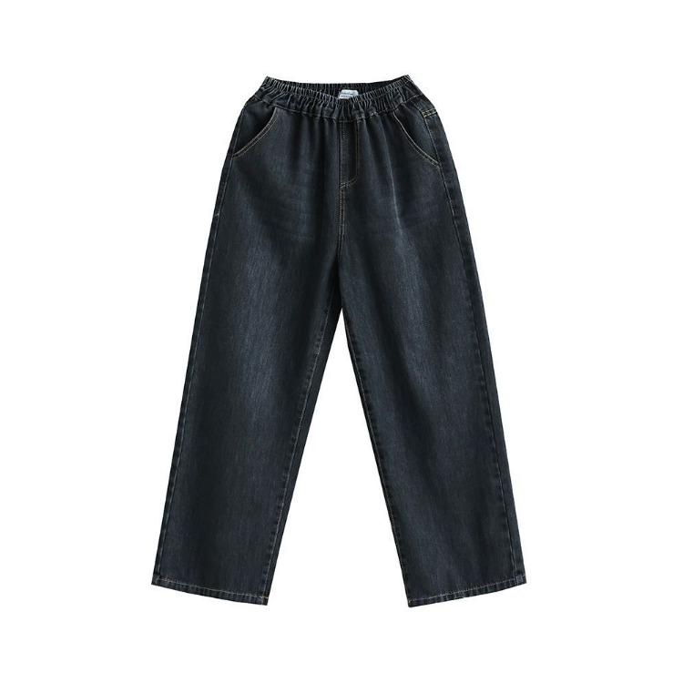 Džíny Elastické Nové Retro S vysokým pasem Podzim Plus Size Volné Dlouhé Kalhoty Zeštíhlující Kalhoty